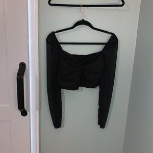Black Top with Mesh Long Sleeves